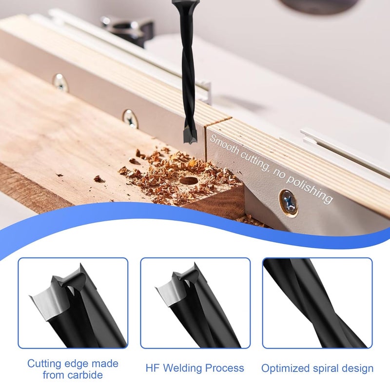 CDBP 8mm Diameter Carbide Tipped Brad Point Boring Bit Dowel Drill Bits 8mm Dia x 70mm Long x 10mm Shank, Left Hand Rotation - Image 4